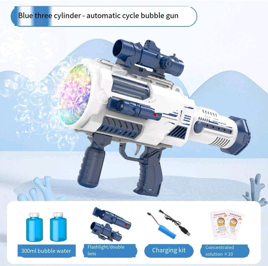 Rocket Bubble Gun with Led FlashLights, Large Handheld Bubble Gun with Bubble Water for Kids Adults